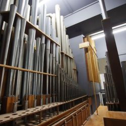 Blick in die Peter-Orgel mit z. T. ausgebautem historischen Pfeifenmaterial